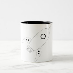 Fettes Retro Rocket-Schiffs-Weiß Zweifarbige Tasse