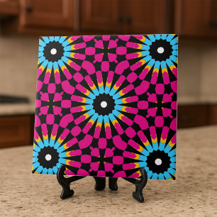 Fettes Retro Rosa Blau Schwarzes Geometrisches Man Fliese