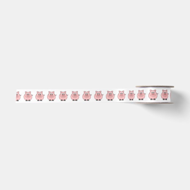 Fettes rosa Schwein Satinband (Vorderseite)