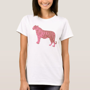 Fettes rosa Tiger-Grafik Frauen feminin T-Shirt