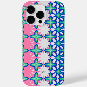 Fettes Rosa und Blau geometrisches Muster mit Name Case-Mate iPhone 14 Pro Max Hülle