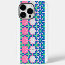Fettes Rosa und Blau geometrisches Muster mit Name