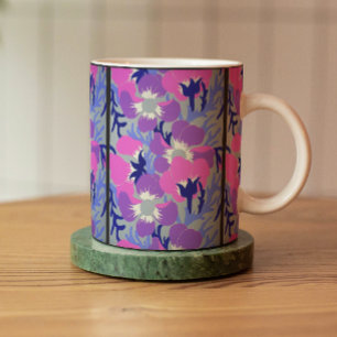 Fettes Rosa- und Lila-Windflower-Muster Retro Tasse