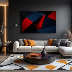 Fettes Rot, Marineblau, Geometrisches Abstract Leinwanddruck