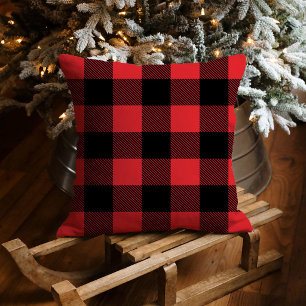 Fettes Rot-Schwarz-Buffalo-Karo-Weihnachten Kissen