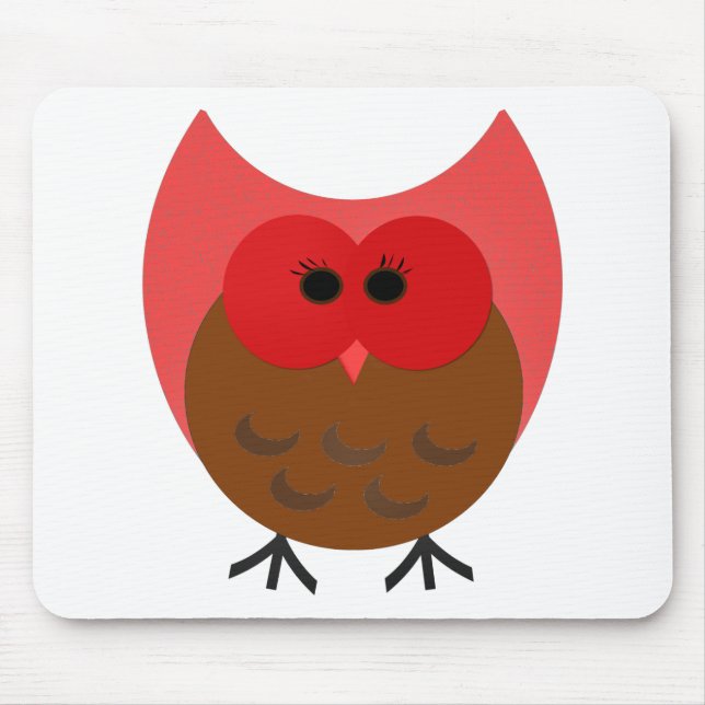 Fettes Rot und Brown-Eulen-vektorkunst Mousepad (Vorne)
