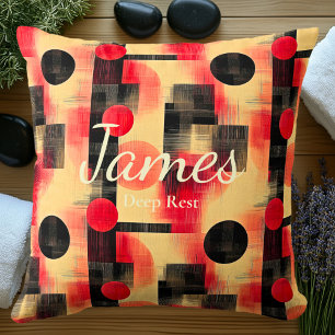 Fettes rotes und schwarzes abstraktes geometrische kissen