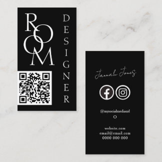 Fettes Schwarz-Weiß-Minimalistisches QR-Code Visitenkarte