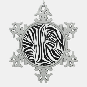 Fettes Schwarz-Weiß-Zebramuster Schneeflocken Zinn-Ornament