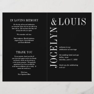 Fettes Schwarzes Modernes Hochzeitsprogramm