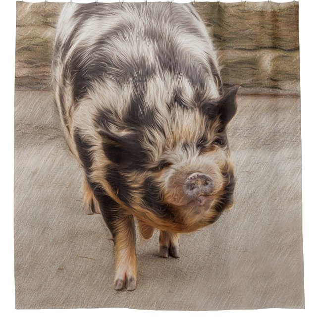 Fettes Schwein Duschvorhang (Vorderseite)