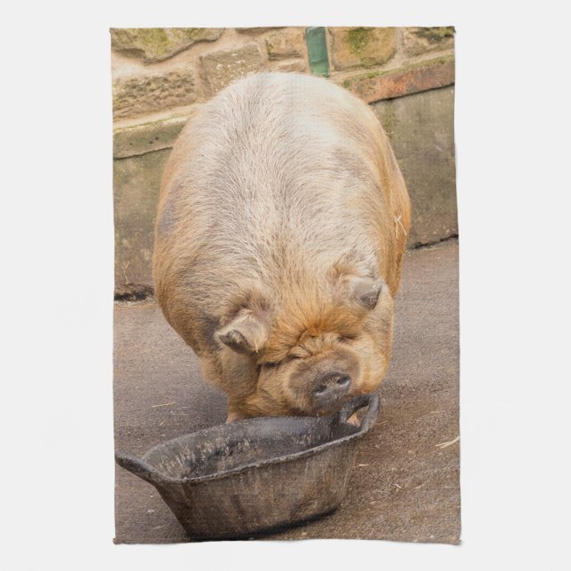 Fettes Schwein Geschirrtuch (Vertikal)