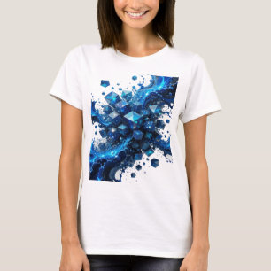 Fettes Silber BLaues Kristall-Würfel-Explosion T-Shirt