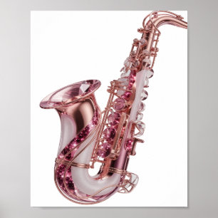 Fettes Silber PINK SAXOPHONE Maßdesign Poster
