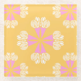 Fettes Sommerblumenbouquet auf Gold Glasuntersetzer