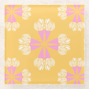 Fettes Sommerblumenbouquet auf Gold Glasuntersetzer