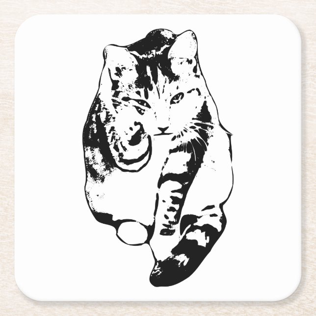 Fettfarben Cat Untersetzer Set (Vorderseite)