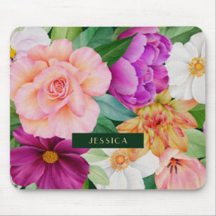 Fettfarben Lila rosa Rosen Monogramm Mousepad