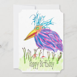 Fettfarbene Bird Watercolor Painting Flat Birthday Karte