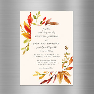 Fettfarbene Herbstblüte Cream Wedding Magneteinladung