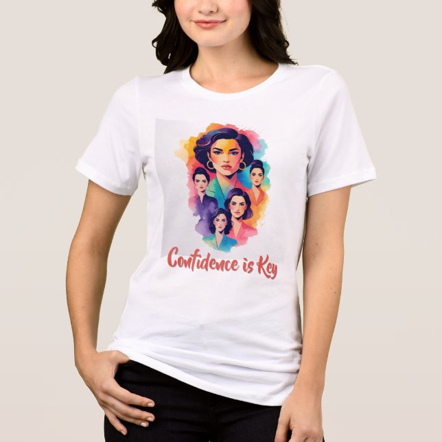Fettfarbenes Frauenportrait Tri-Blend Shirt (Vorderseite)