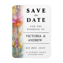 Fettfarbige, florale Save the Date-Karte Magnet