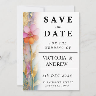 Fettfarbige, florale Save the Date-Karte Save The Date