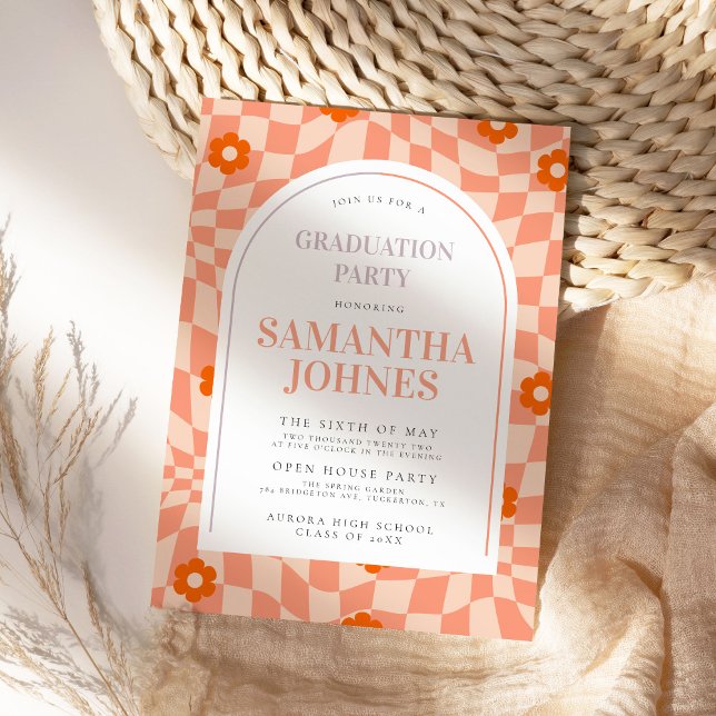 Fettfarbige Retro Arch Graduation Party Einladung (Von Creator hochgeladen)