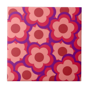 Fettfarbige Retro-Hippie-Blumenmuster Fliese