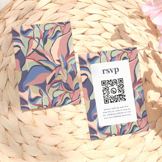 Fettfarbiger Abstrakter QR-Code-Hochzeit des RSVP Begleitkarte (Von Creator hochgeladen)