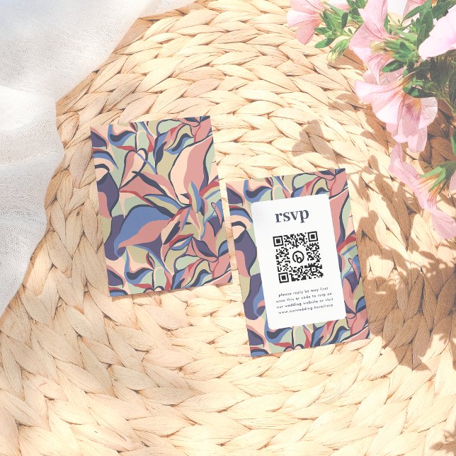Fettfarbiger Abstrakter QR-Code-Hochzeit des RSVP Begleitkarte (Von Creator hochgeladen)