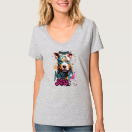 Fettfarbiges Dog-Grafisches Portrait T-Shirt
