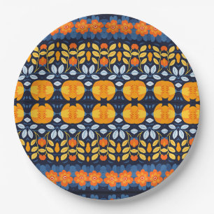 Fettflorale Illustration in Orange Pappteller