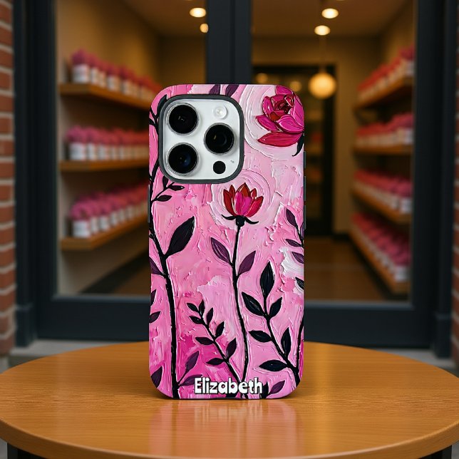 Fettflorale Kunst in Pink Case-Mate iPhone Hülle (Von Creator hochgeladen)