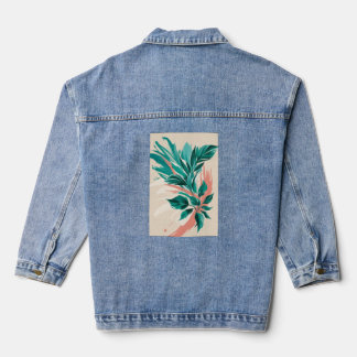 Fettformatige, übergroße Blumendrucke Jeansjacke