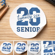 Fettgedruckte „26 Senior“ Blaue Typografie-Design