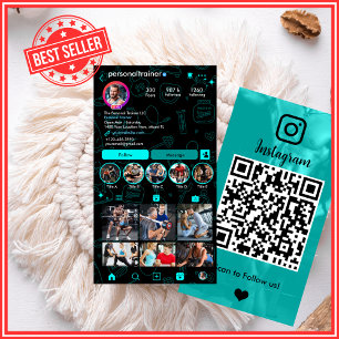 Fettgedruckte blaue und schwarze Instagram-QR für  Visitenkarte