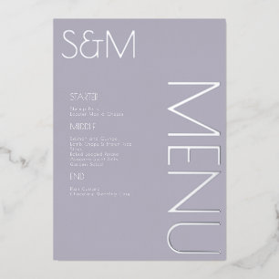 Fettgedruckte Hochzeits-Menükarten aus Silber Folieneinladung