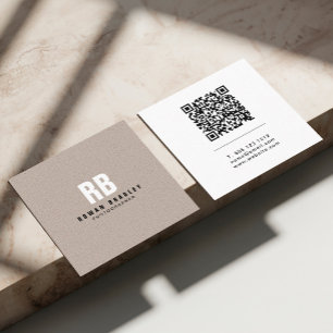 Fettgedruckte Monogramm-Leinen- Oder Code-Visitenk Quadratische Visitenkarte