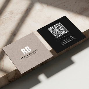 Fettgedruckte Monogramm-Leinen- oder Code-Visitenk Quadratische Visitenkarte