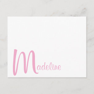 Fettgedruckte Monogramm-Name-Schrift Rosa Notizkar Mitteilungskarte