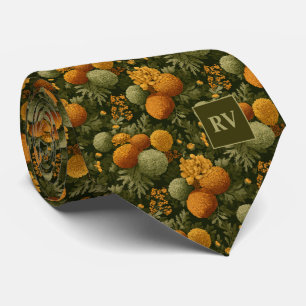 Fettgedruckte Ringelblume Herbst Monogramm Krawatte
