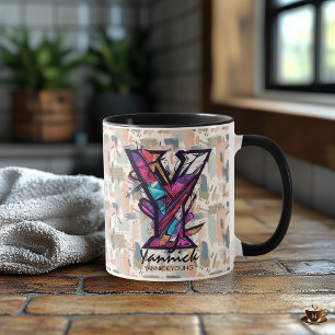 Fettgedruckter geometrischer Monogramm-Becher - Y  Tasse