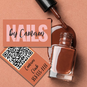 Fettgedruckter Nageldesigner Orange Hintergrund Sc Visitenkarte