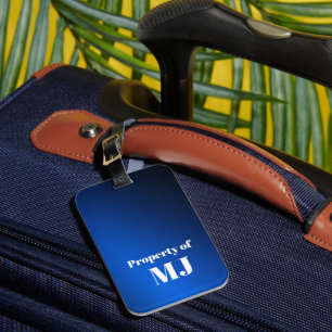 Fettgedrucktes blaues Monogramm personalisiert Gepäckanhänger