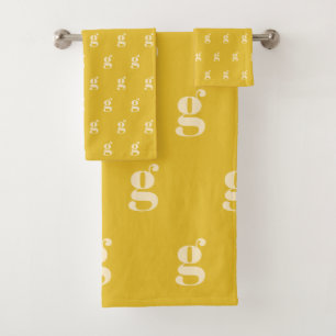 Fettgedrucktes gelbes Monogramm-Anfangsbuchstabe-M Badhandtuch Set