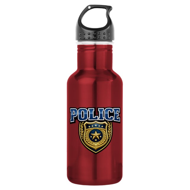 Fettgedrucktes Polizeidienstabzeichen-Textdesign Edelstahlflasche (Vorderseite)