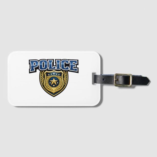 Fettgedrucktes Polizeidienstabzeichen-Textdesign Gepäckanhänger (Vorderseite (Horizontal))