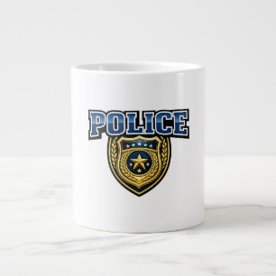 Fettgedrucktes Polizeidienstabzeichen-Textdesign Jumbo-Tasse