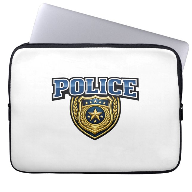 Fettgedrucktes Polizeidienstabzeichen-Textdesign Laptopschutzhülle (Vorderseite)
